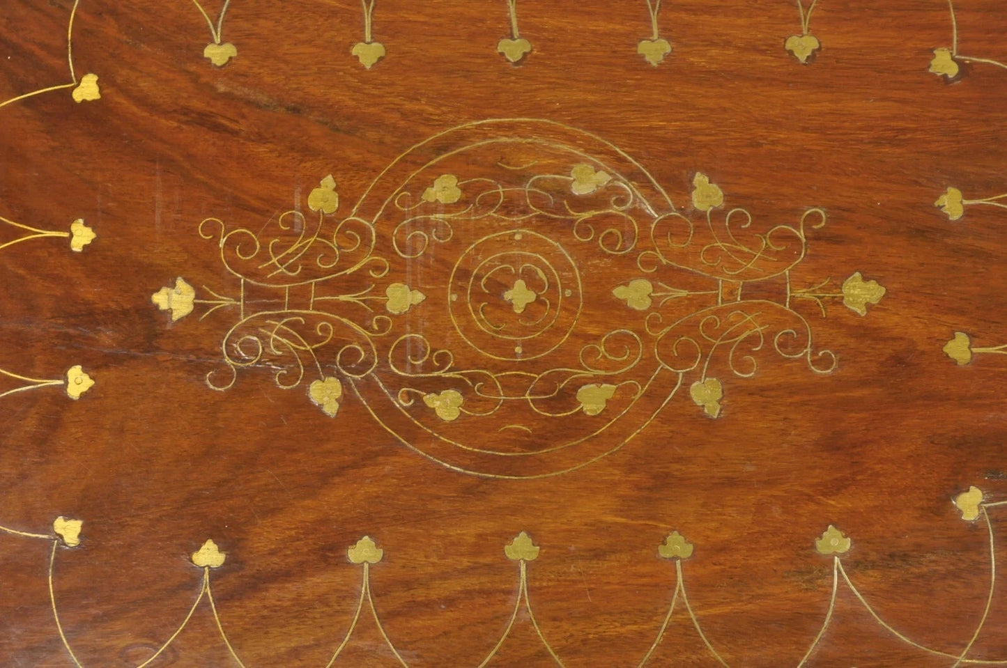 Antique Anglo Indian Brass Marquetry Inlay Nesting Side End Tables - Set of 4