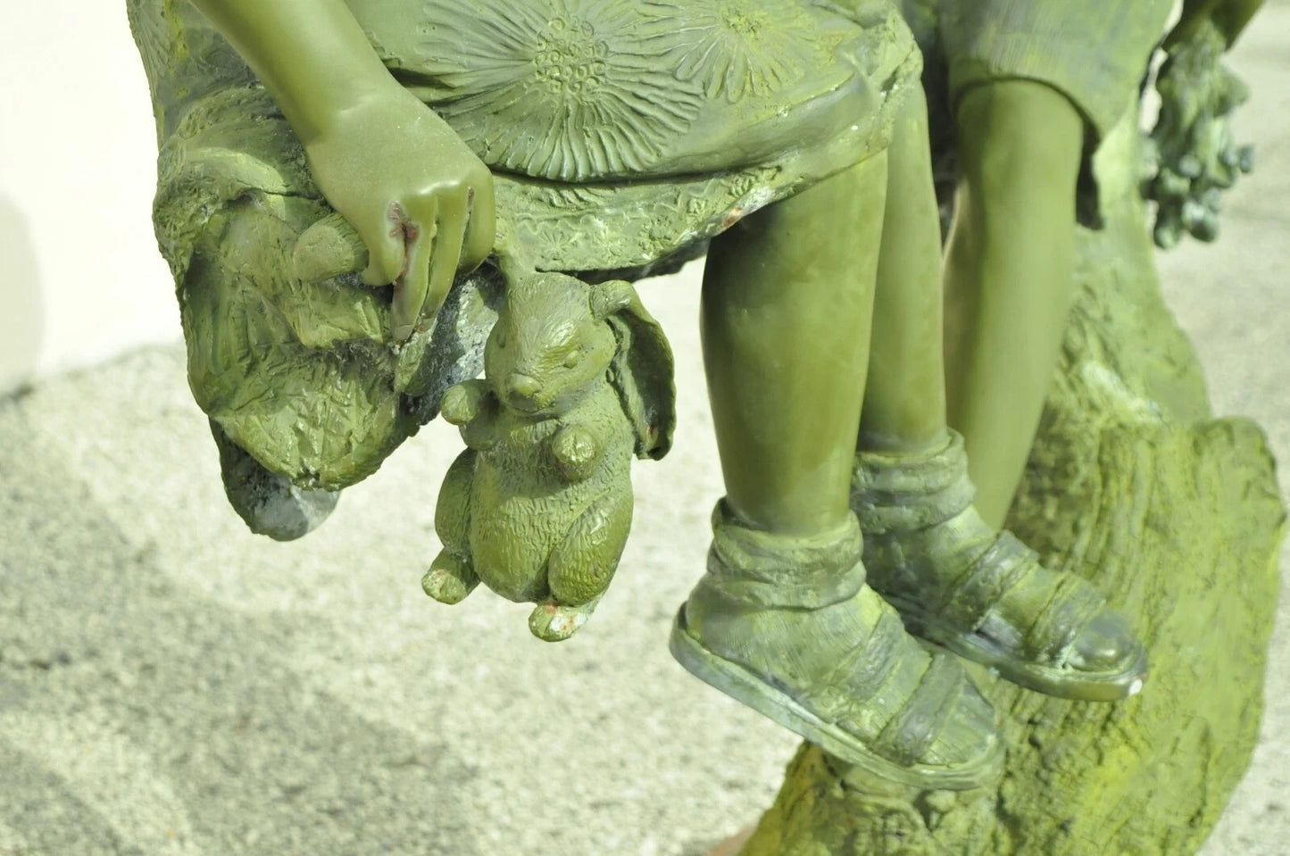 Jim Davidson Large Bronze Verdigris Mailbox Garden Statue Boy and Girl on Tree