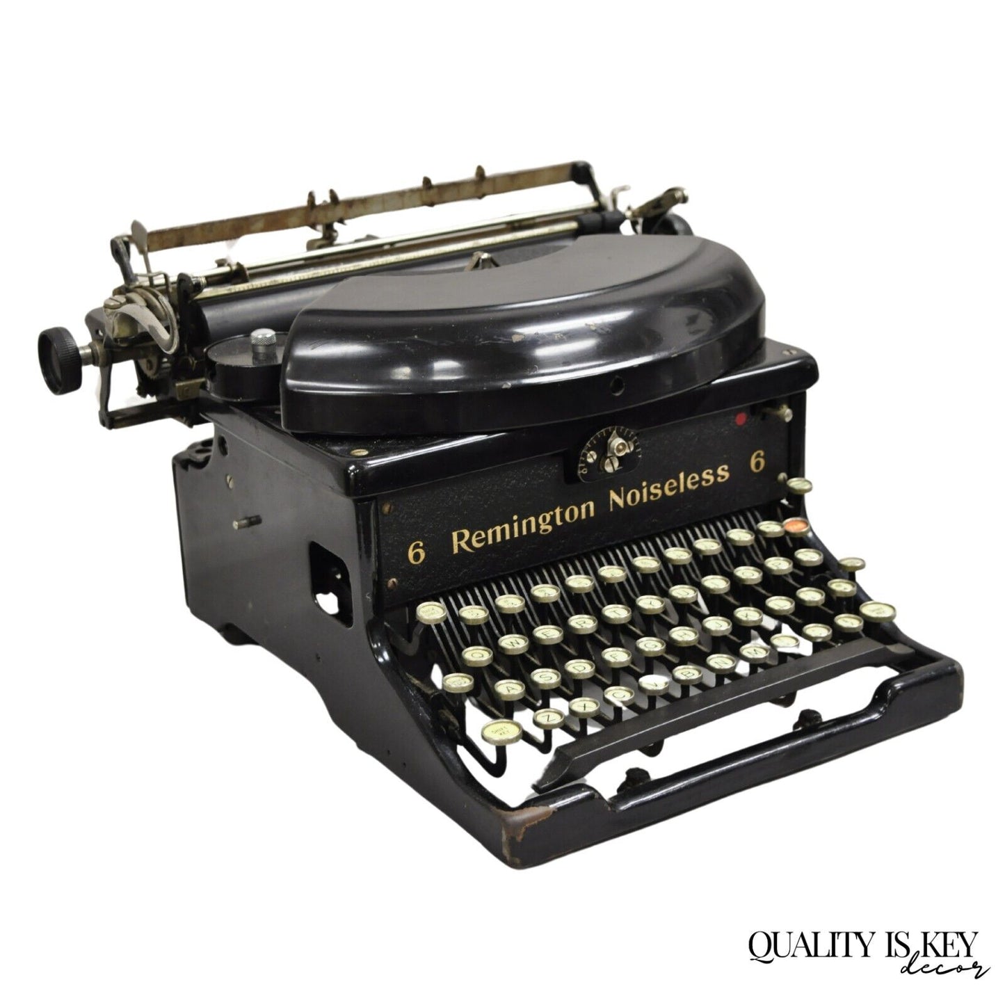Antique 1930s Remington Noiseless Model 6 Black Typewriter