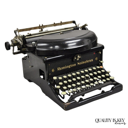 Antique 1930s Remington Noiseless Model 6 Black Typewriter