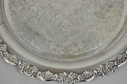 Vintage Oneida Victorian Silver Plated Twin Handle Round Bar Serving Tray