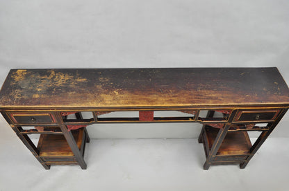 Antique Chinese Carved Hardwood Altar Console Table Sideboard Buffet w/ Drawers