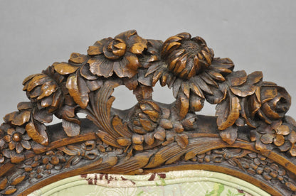 Antique Italian Regency Swan Carved Walnut French Victorian Club Lounge Chair