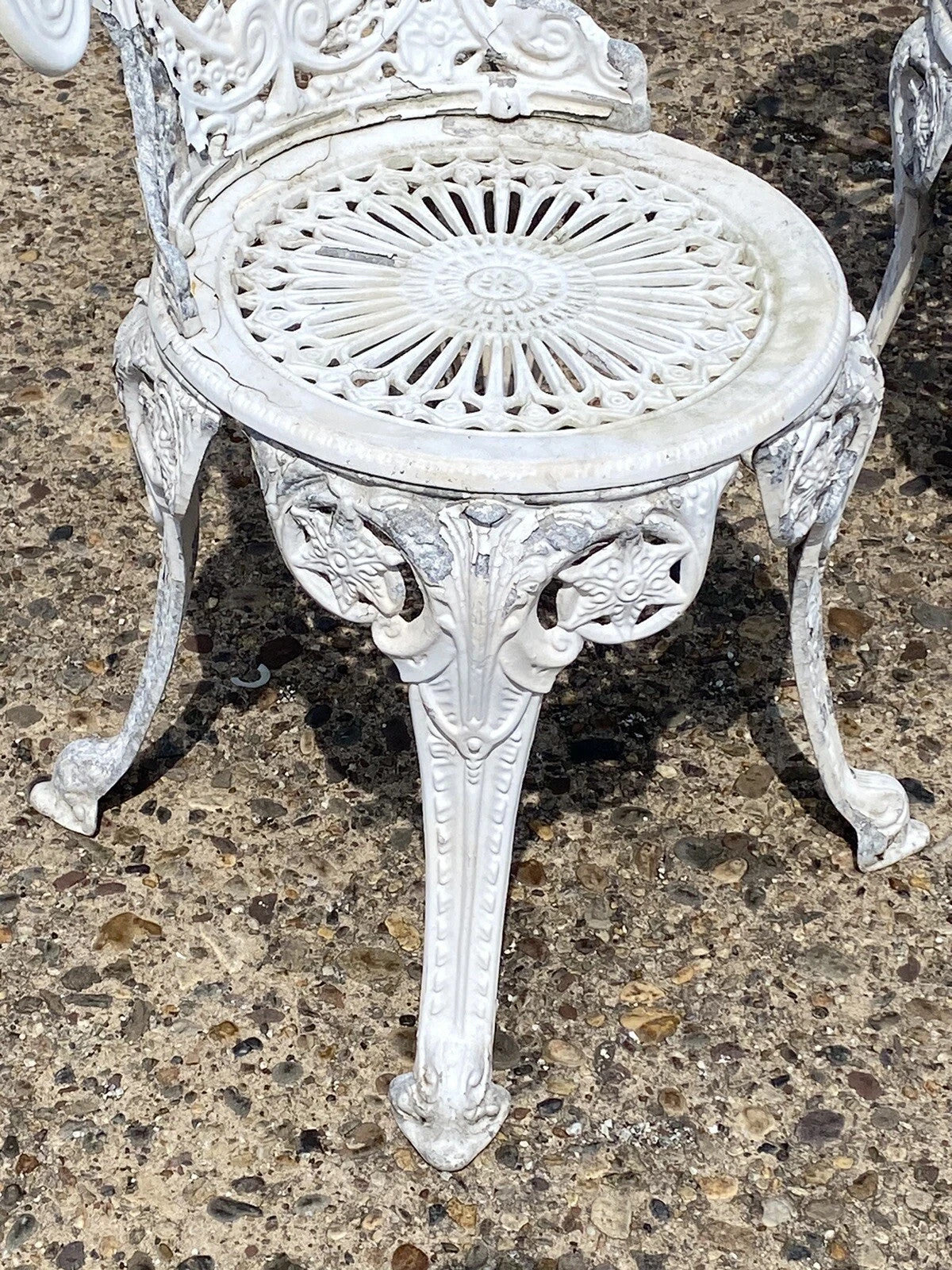 Cast Aluminum Antique Victorian Style Outdoor Garden Bistro Side Chairs - Pair