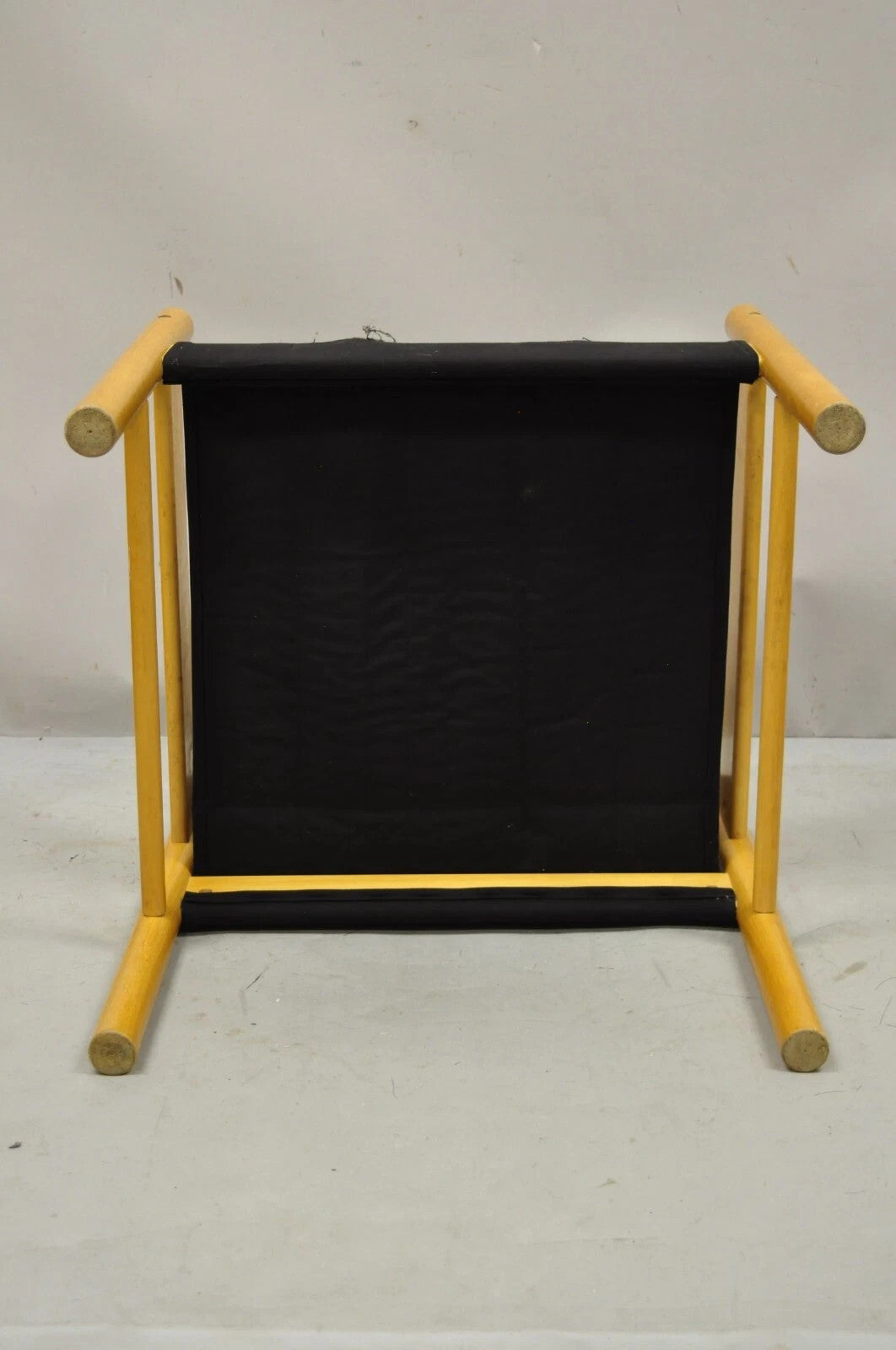 Vintage Mid Century Modern Scandinavian Black Canvas Birch Wood Lounge Chair