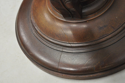 Vintage Grosfeld House Hollywood Regency Carved Mahogany Plume Round Side Table