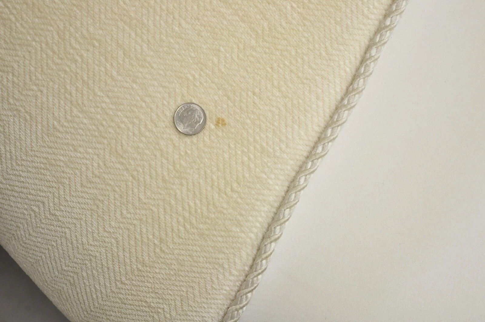 Decorator Modern Beige Upholstered Button Tufted Skirted 35" Round Ottoman