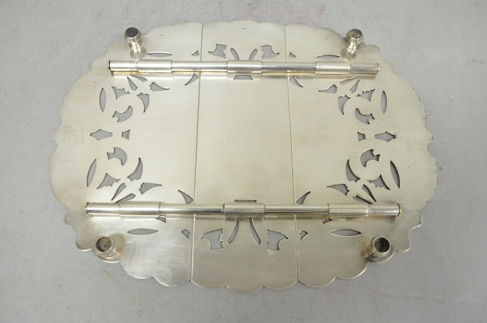 Vintage LBS Co Victorian Silver Plated Expanding 3 Section Pot Trivet