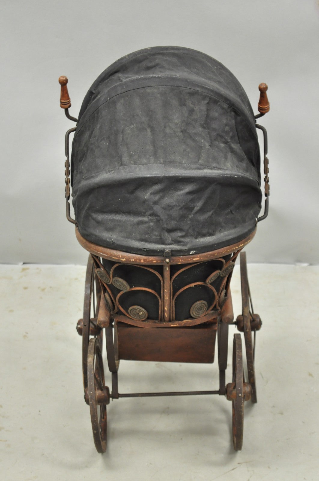 Antique Victorian Bentwood Small Child Size Decorative Baby Buggy Carriage