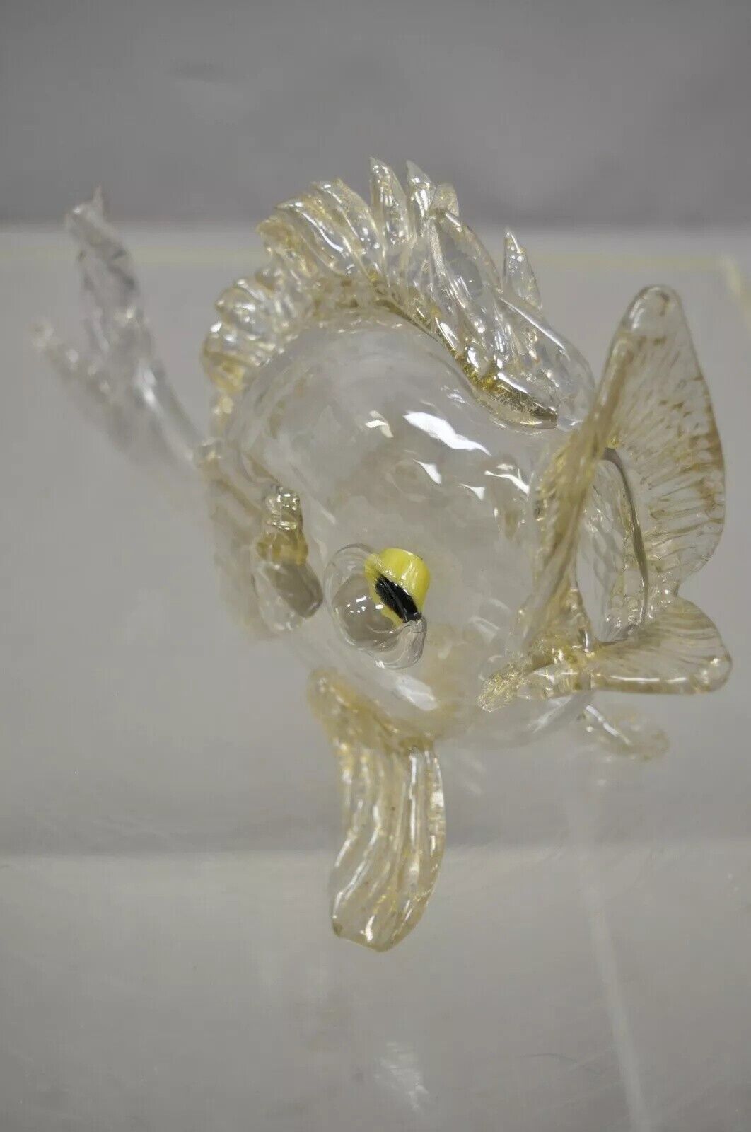 Vintage Italian Murano Hand Blown Glass Gold Fleck 12" Fish Sculpture Figure