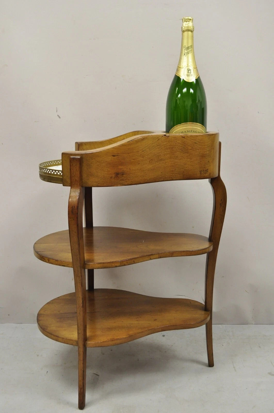 French Country Provincial Biedermeier Cherry Marble Side Table Ice Bucket Holder