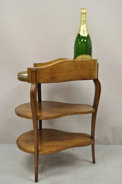 French Country Provincial Biedermeier Cherry Marble Side Table Ice Bucket Holder