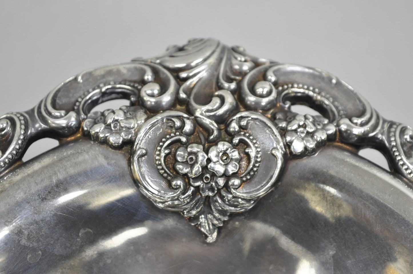Vintage Baroque by Wallace Victorian Silver Plated Footed Centerpiece Fruit Bowl