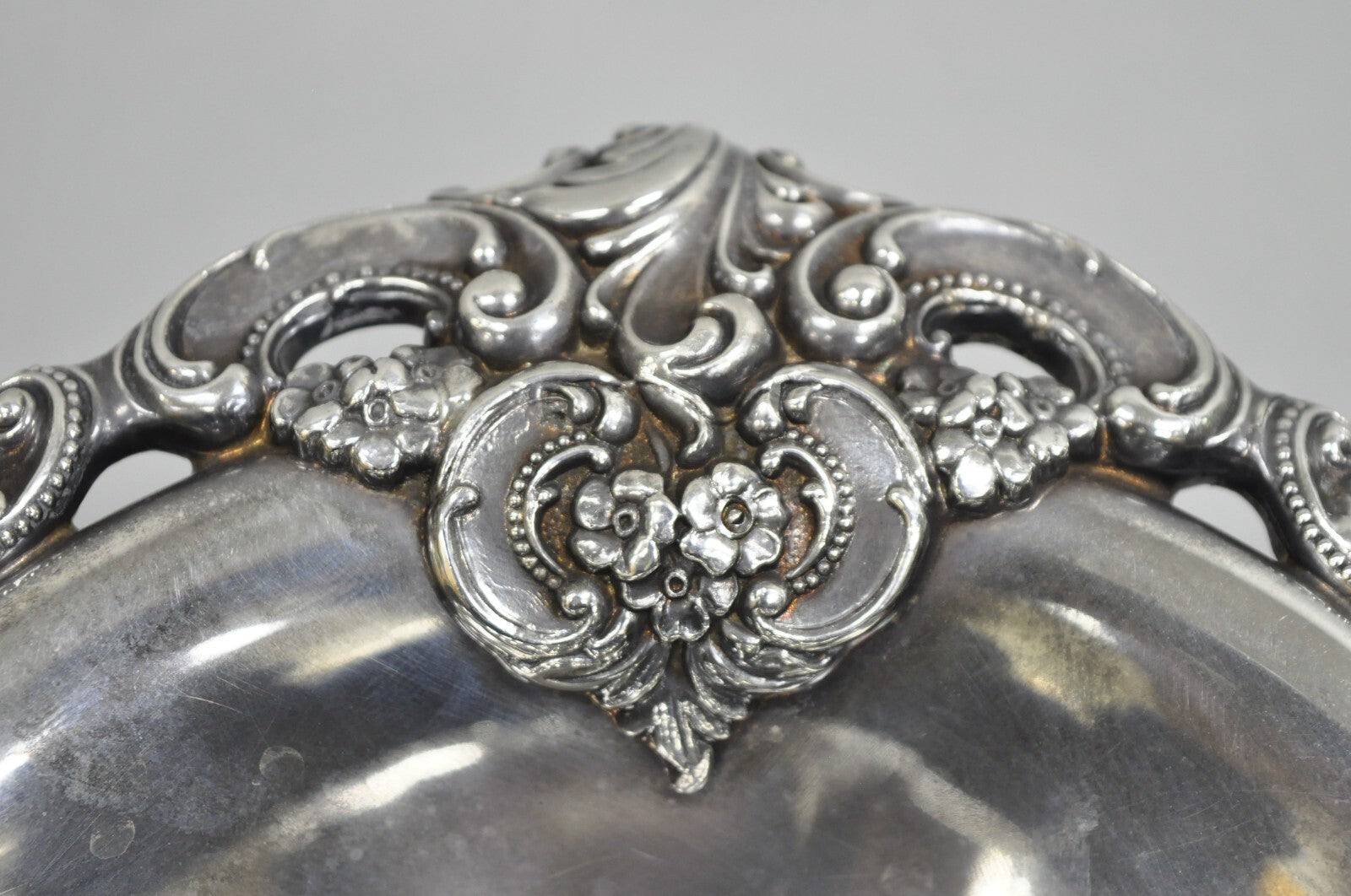 Vintage Baroque by Wallace Victorian Silver Plated Footed Centerpiece Fruit Bowl
