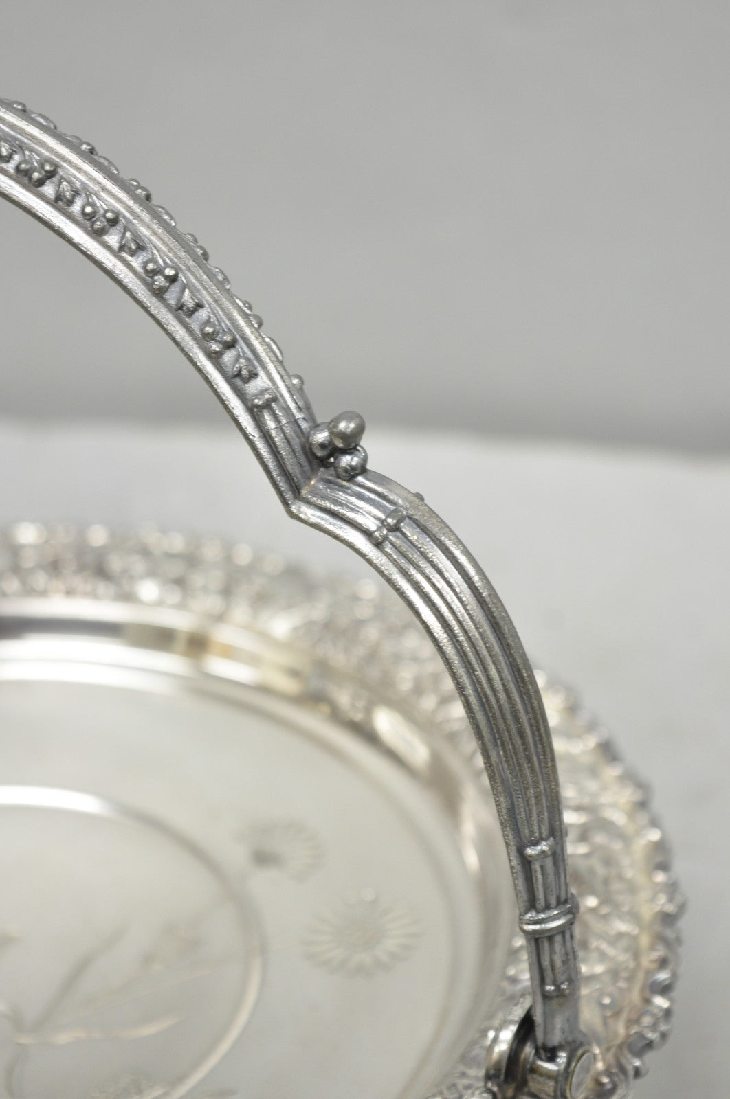 Meriden Art Nouveau Silver Plated Floral Repousse Bread Pastry Brides Basket