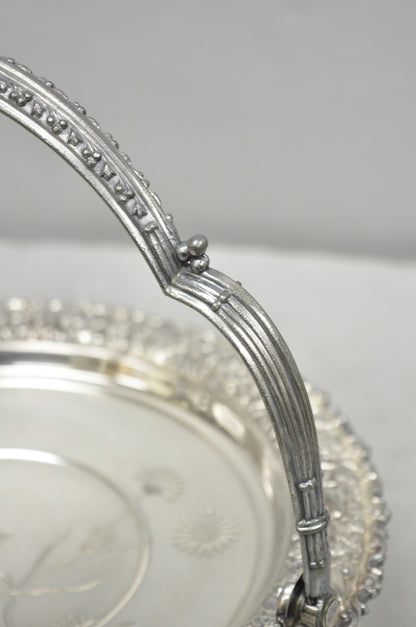 Meriden Art Nouveau Silver Plated Floral Repousse Bread Pastry Brides Basket