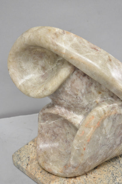Vintage Seymour Shuren Modernist Pink Carved Marble Abstract Figure Sculpture