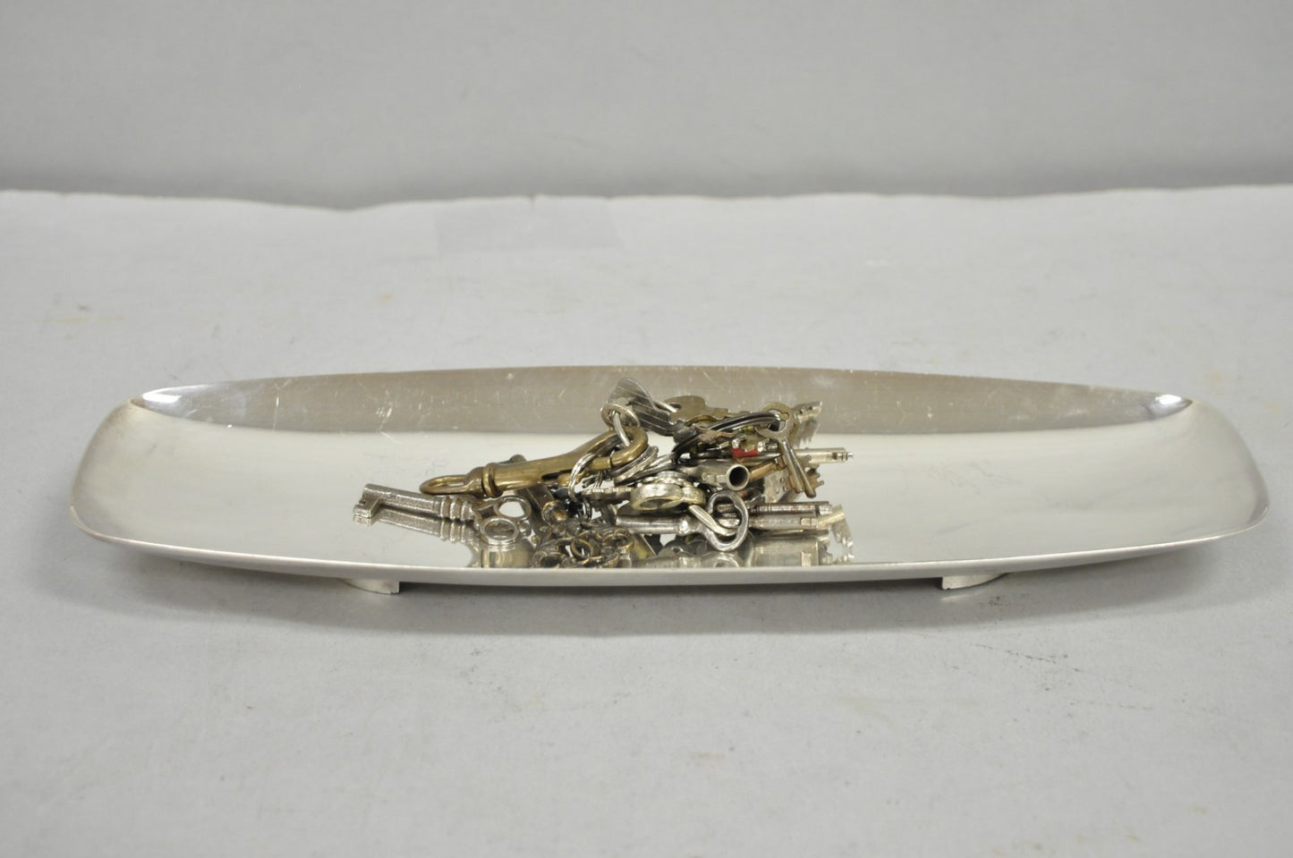 Vintage Mid Century Modern FB Rogers 529 Silver Plated Narrow Trinket Dish Pair