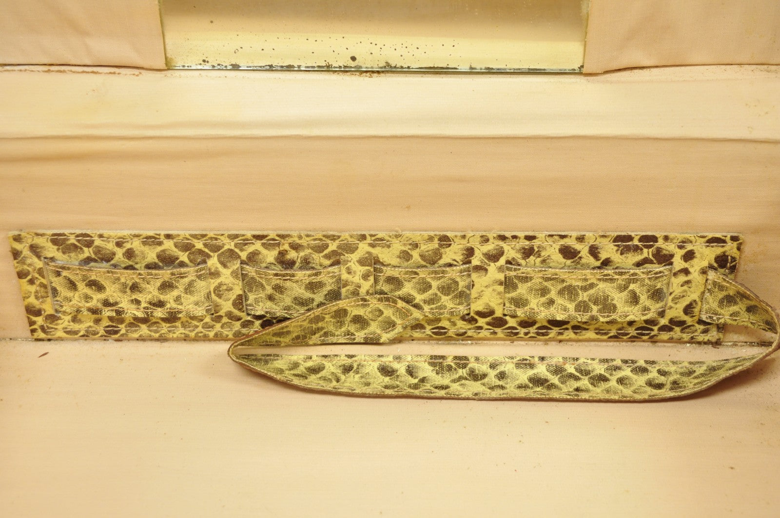 Vintage Mid Century Modern Faux Python Snakeskin Travel Toiletry Case Suitcase