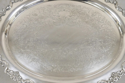 Vintage Poole 400 Lancaster Rose Large Silver Plated Serving Platter Bar Tray