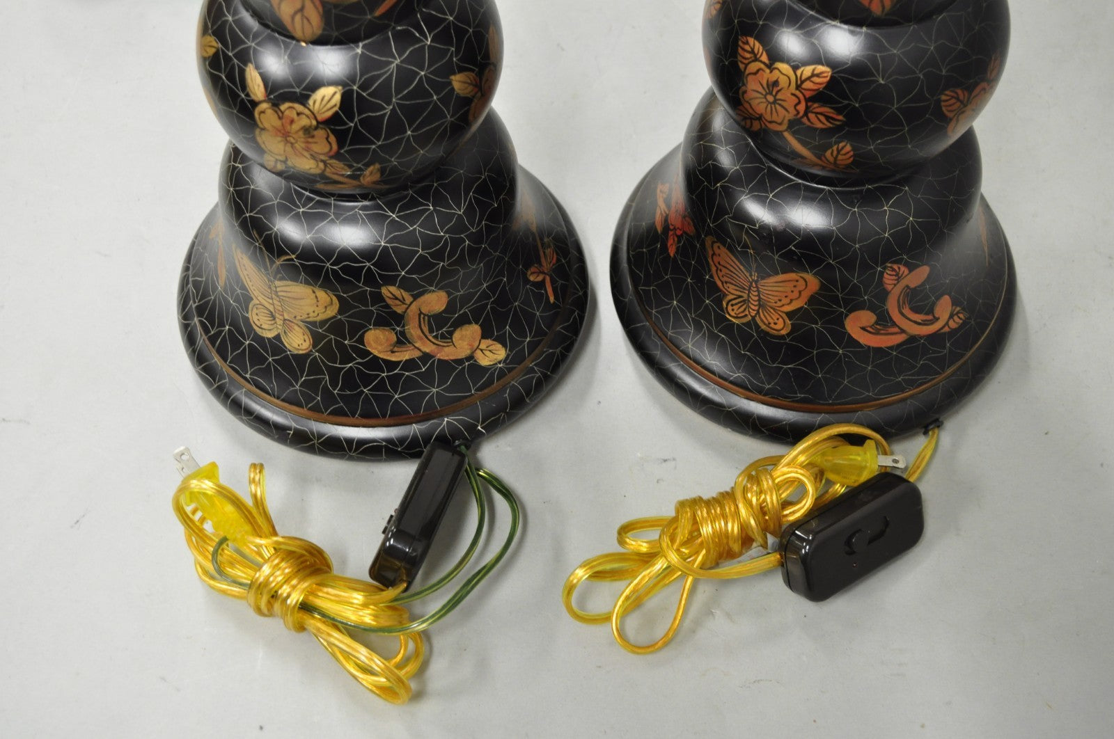 Louis Baldinger & Sons Contemporary Black & Gold Painted Table Lamps - a Pair