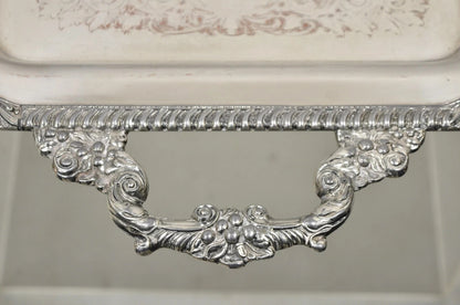 Vintage English Victorian Silver Plated Twin Handle Serving Platter Bar Tray