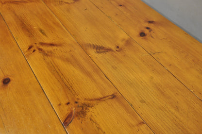 Vintage French Country Oval Pine Wood 78" Baluster Leg Farmhouse Dining Table
