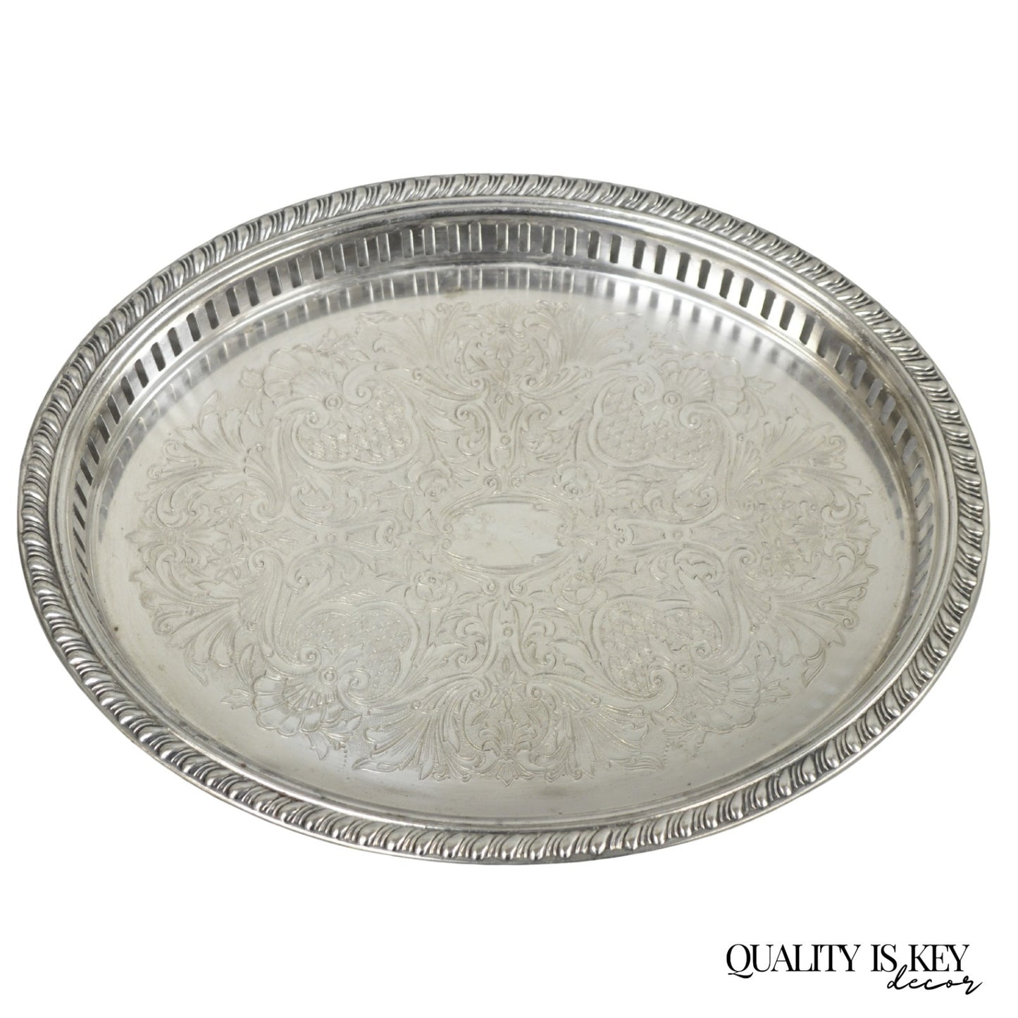 Vintage Eales Silver Plated Small Raised Gallery Oval Trinket Dish Bar Tray