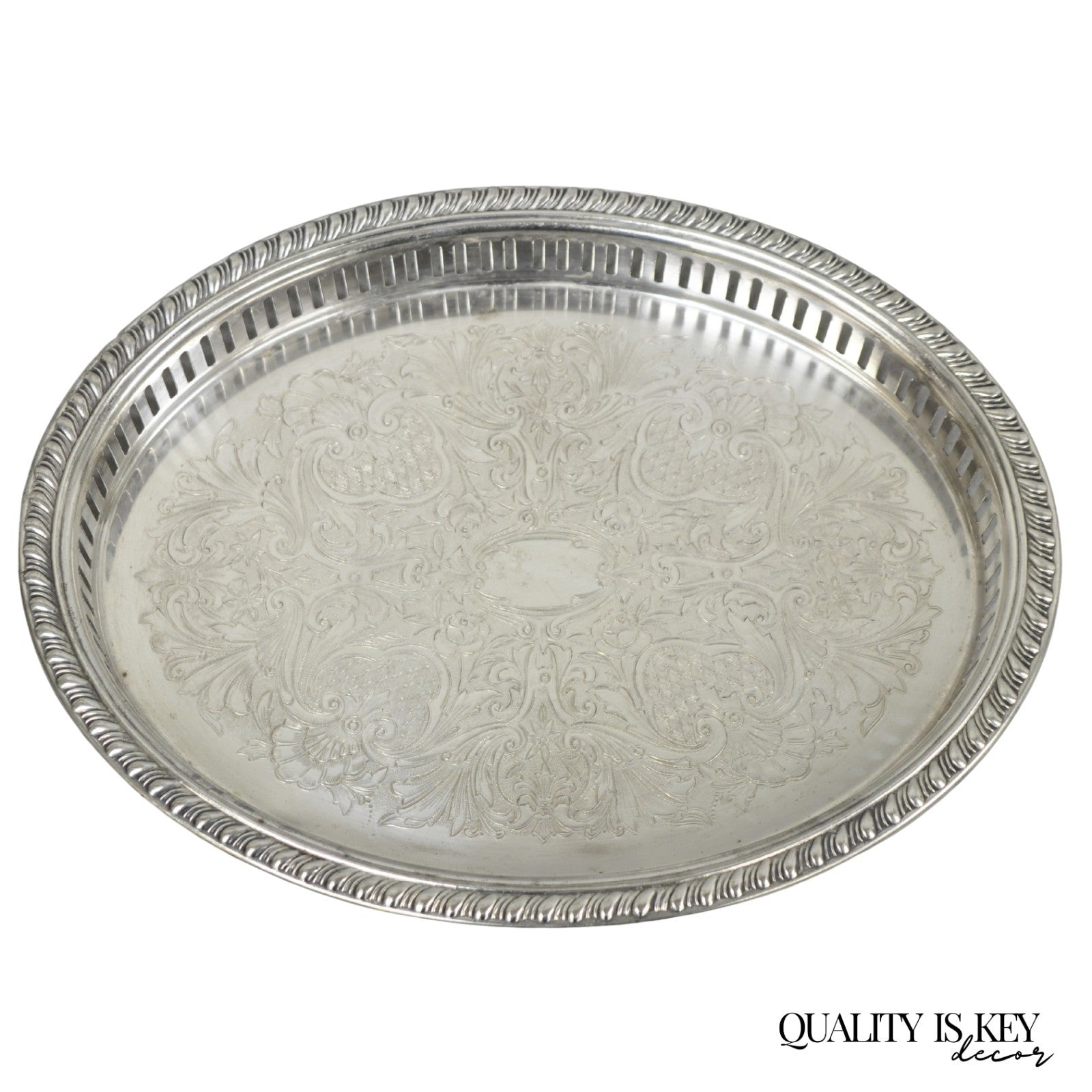 Vintage Eales Silver Plated Small Raised Gallery Oval Trinket Dish Bar Tray