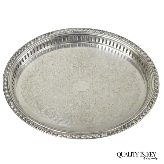 Vintage Eales Silver Plated Small Raised Gallery Oval Trinket Dish Bar Tray