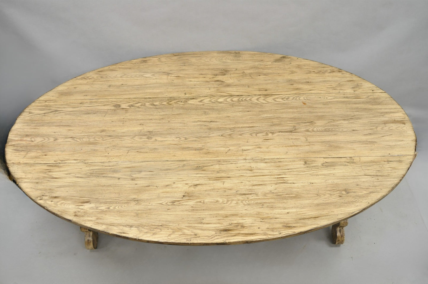 French Country Style Oval Drop Leaf Farmhouse Pine Woodgrain Dining Room Table