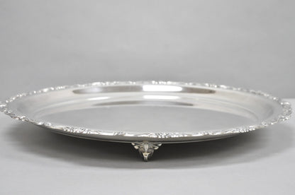 Vintage Victorian Large 21" Round Silver Plated Serving Platter Tray Japan, Pair