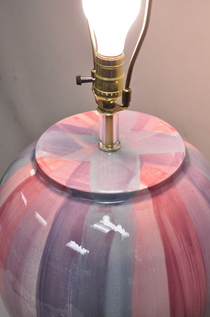 Vintage Postmodern Large Ceramic "Hot Air Balloon" Pink Striped Table Lamp