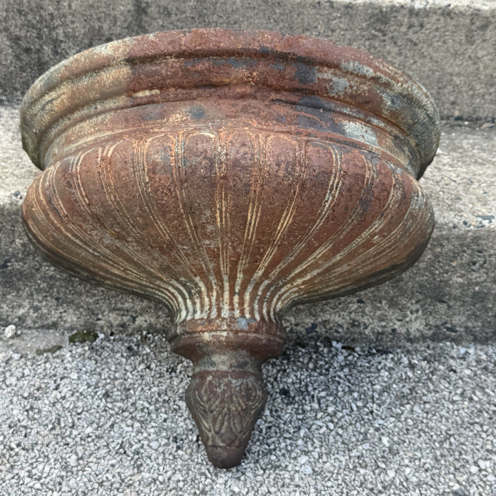 Neoclassical Cast Iron Half Round Wall Fountain Bowl Lavabo Garden Planter Pot