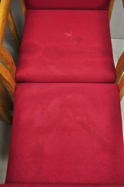 Vintage Gunlocke Mid Century Modern Oak Wood Stacking Arm Chairs - Set of 4