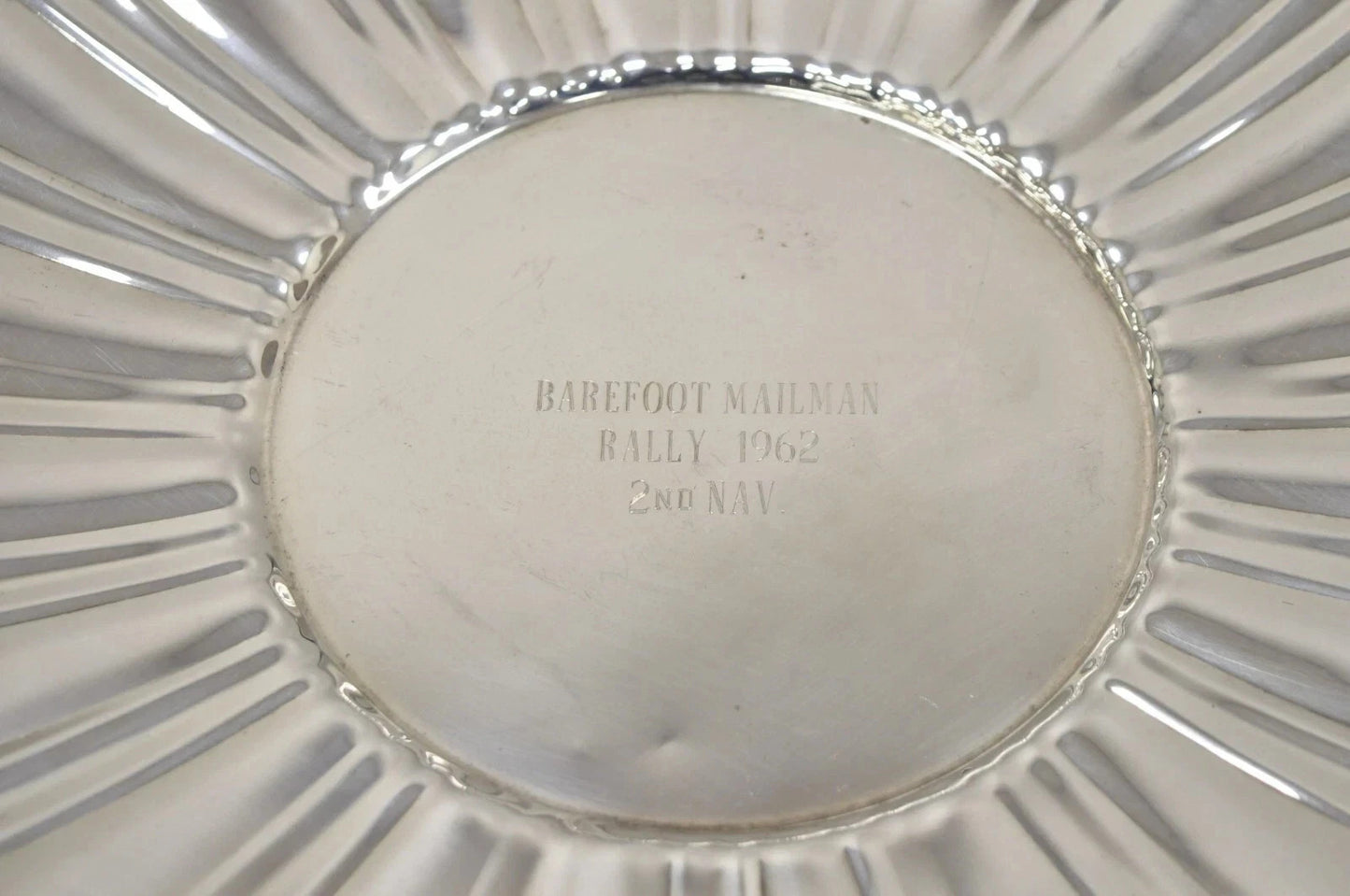 Antique "Barefoot Mailman Rally 1962" Award Silver Plated Serving Platter Tray