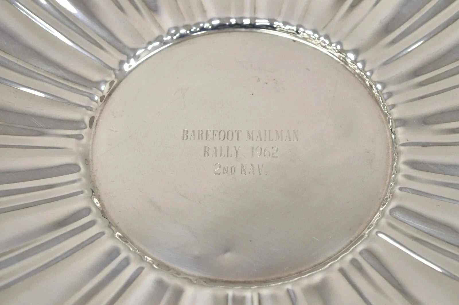 Antique "Barefoot Mailman Rally 1962" Award Silver Plated Serving Platter Tray