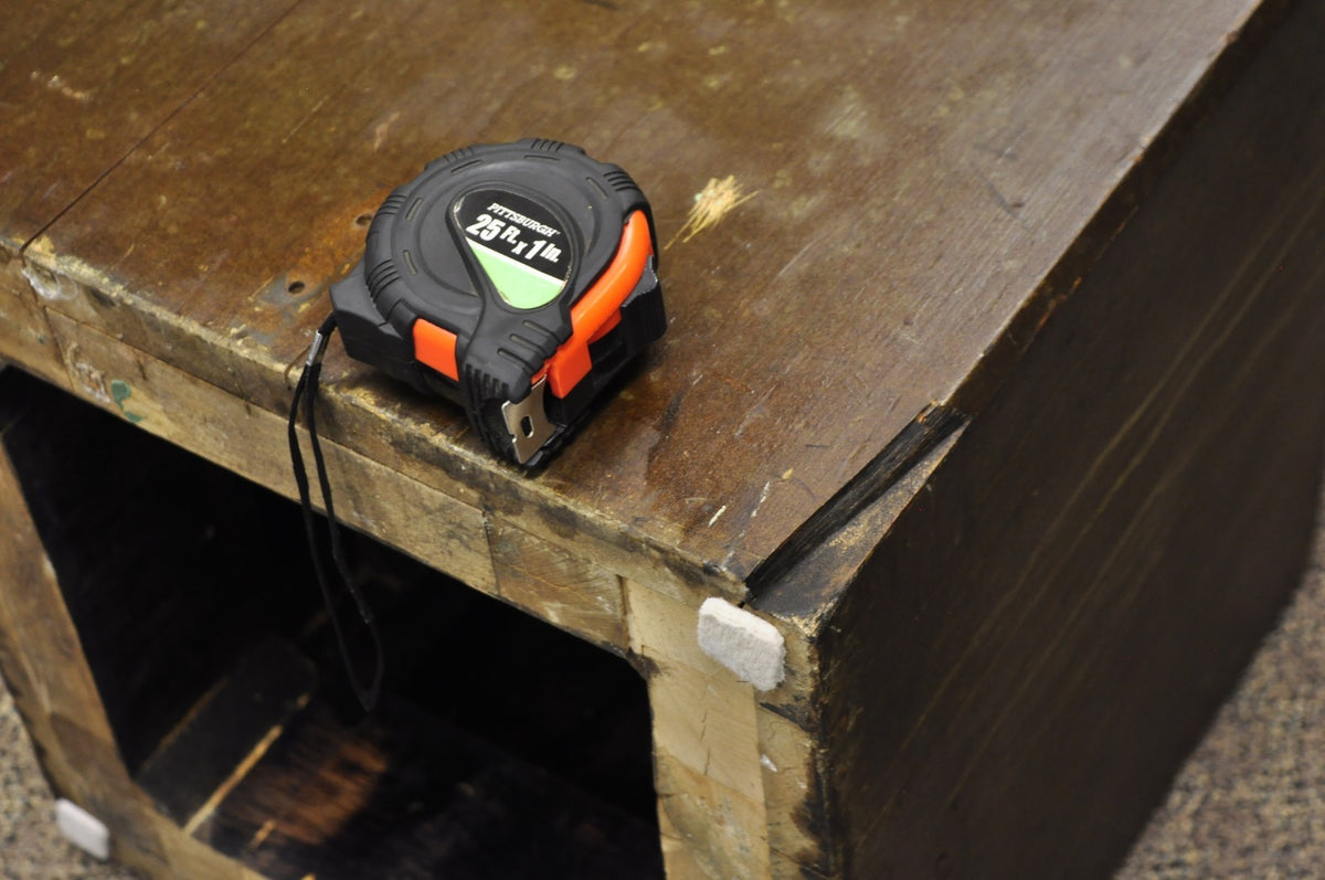 Antique Art Deco 75" Tall Wooden Pedestal Column Geometric Chevron Carved - Pair