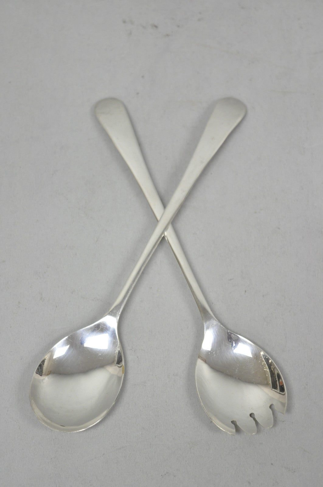 Vintage Sheffield England Modern Silver Plated Salad Serving Set Fork & Spoon