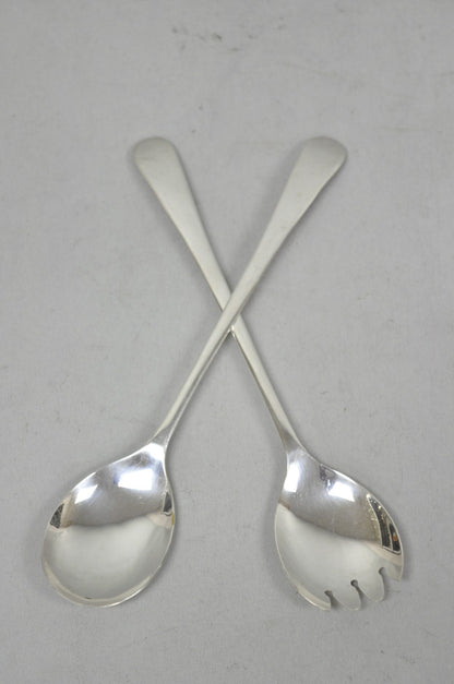 Vintage Sheffield England Modern Silver Plated Salad Serving Set Fork & Spoon