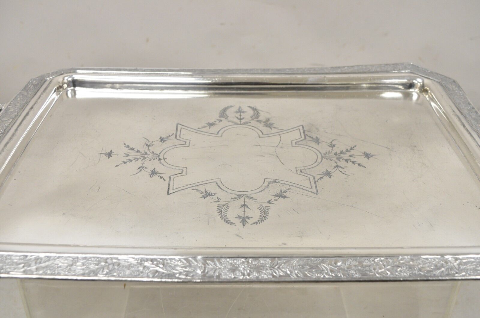 Antique Wilcox Victorian Aesthetic Movement Silver Plated Serving Platter Tray
