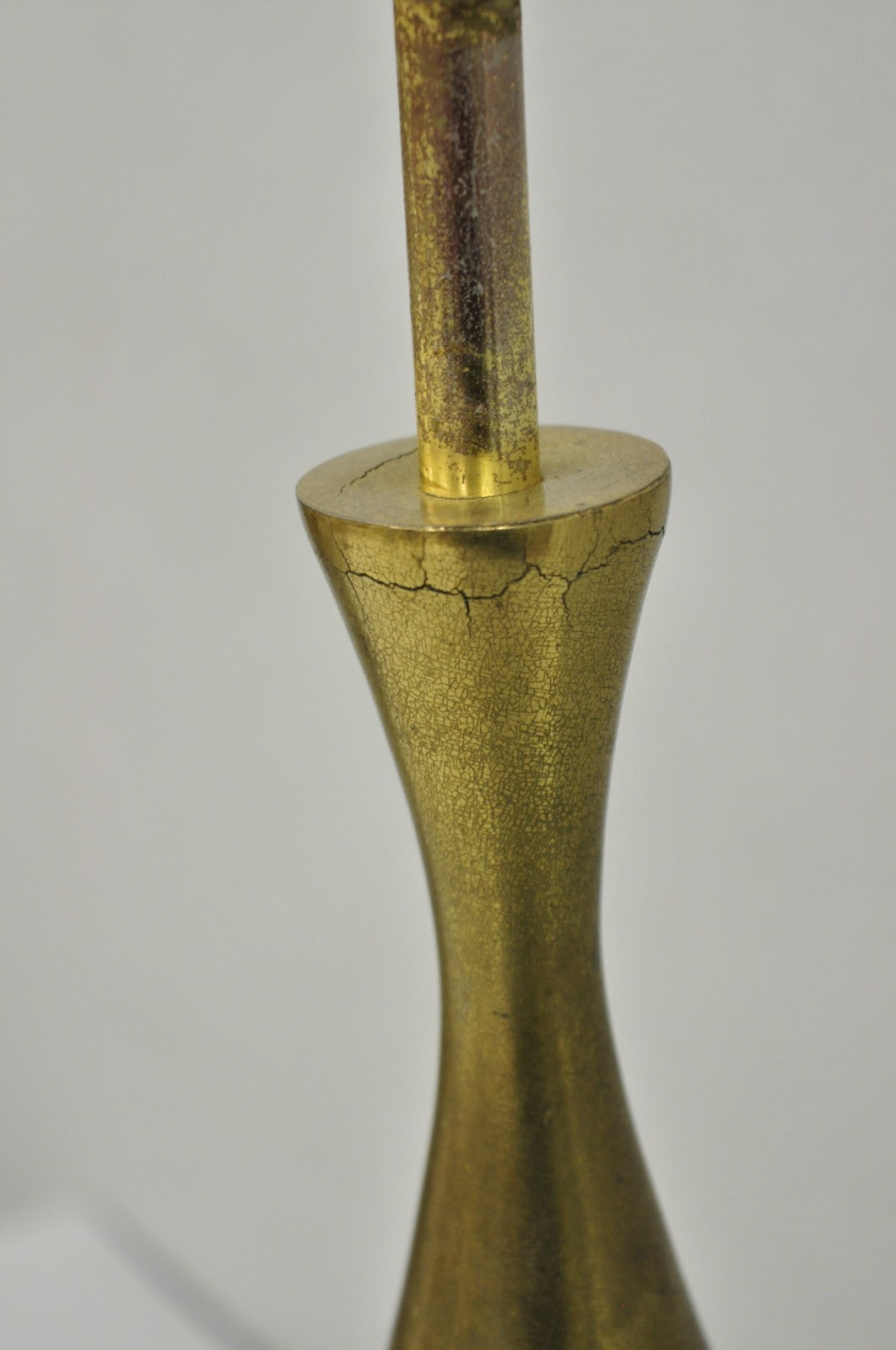 Vintage Tony Paul Mid Century Modern Sculpted Walnut & Brass Small Table Lamp