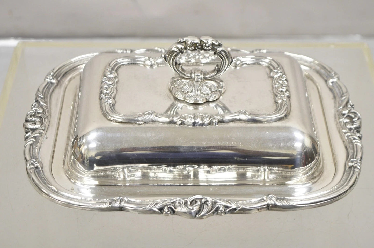 Vintage Gorham Black Starr Silver Plated Lidded Vegetable Serving Platter Dish