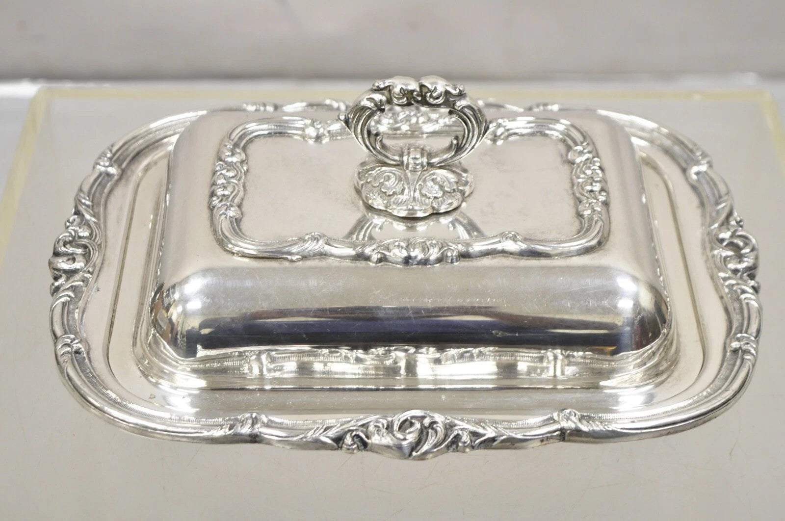 Vintage Gorham Black Starr Silver Plated Lidded Vegetable Serving Platter Dish