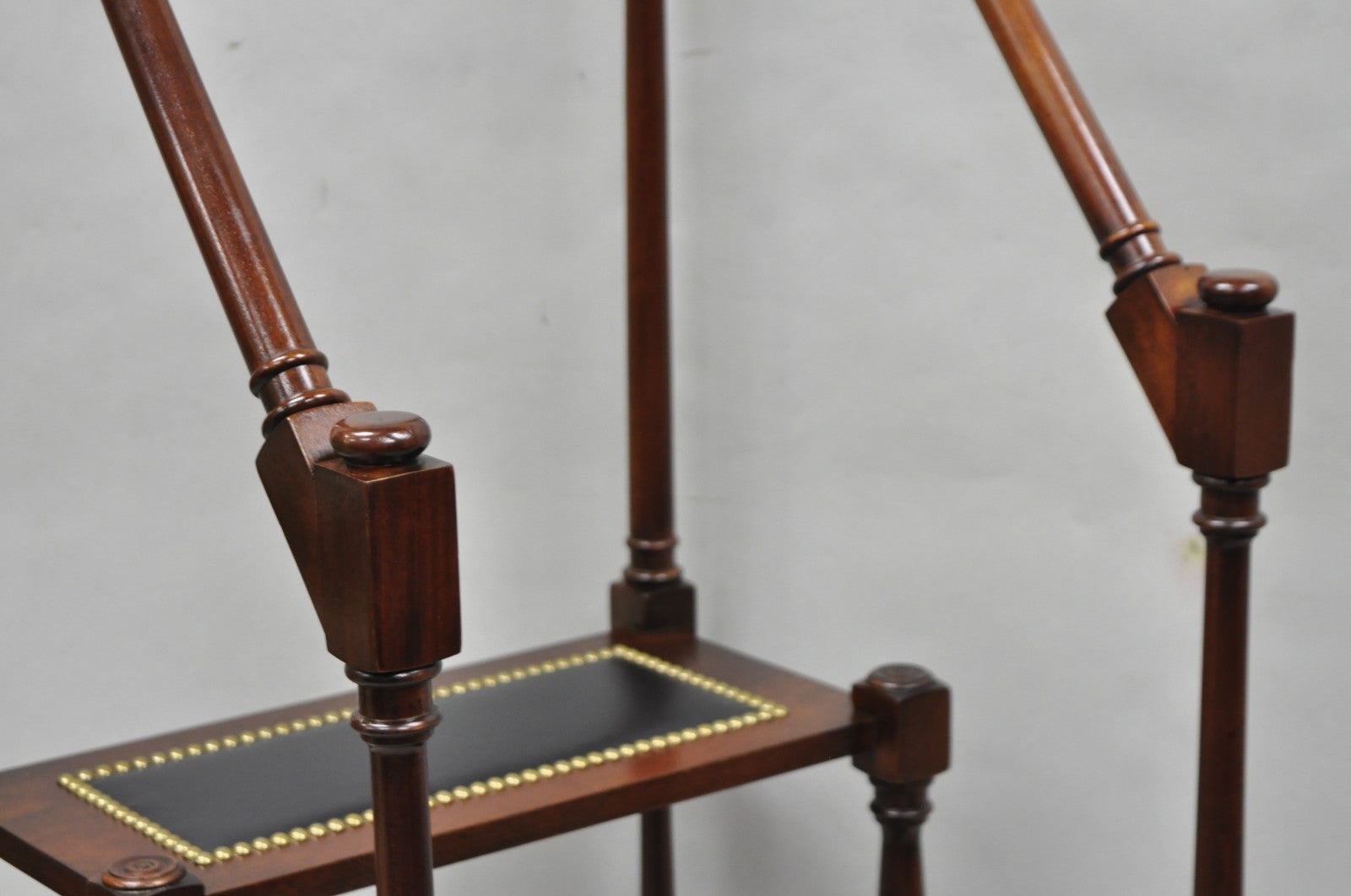 George III Style Mahogany and Black Leather Library Steps by Wellington Hall