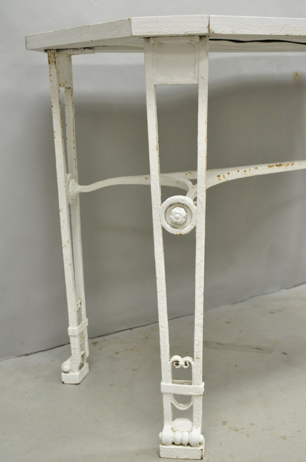 Antique Gothic Renaissance Wrought Iron Stretcher Base Potting Side Table (B)