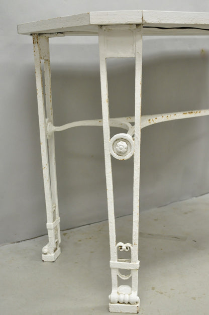 Antique Gothic Renaissance Wrought Iron Stretcher Base Potting Side Table (B)
