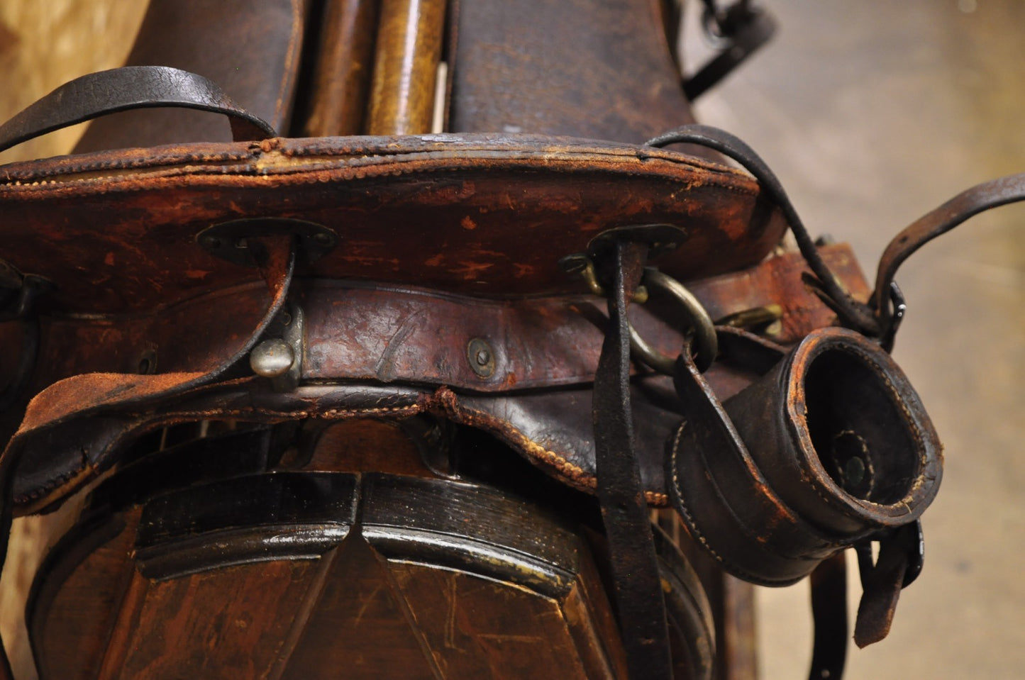 Antique McClellan Brown Leather 12 inch WWI Calvary Horse Saddle, Circa 1900