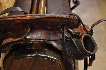 Antique McClellan Brown Leather 12 inch WWI Calvary Horse Saddle, Circa 1900