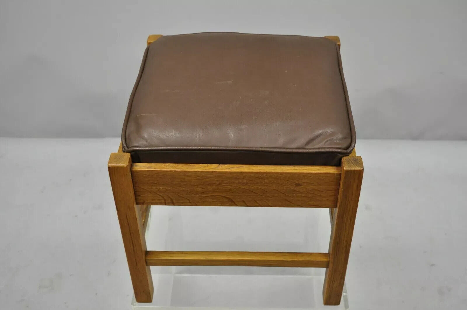 Lifetime Furniture 403 Mission Oak Arts & Crafts Leather Ottoman Stool Footstool